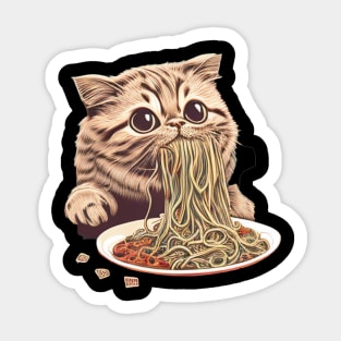 CAT EATING SPAGHETTI Sticker